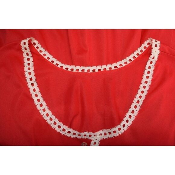 Vintage Womens Peignoir Babydoll Nightgown Pajama set + Robe Red Lace Trim Short - Picture 11 of 12